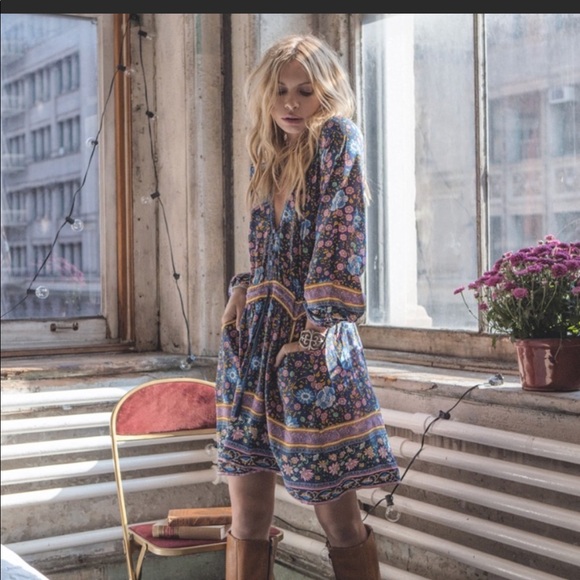 Spell Designs. Spell and the Gypsy Collective Folk Town Playdress in navy. - Picture 1 of 10